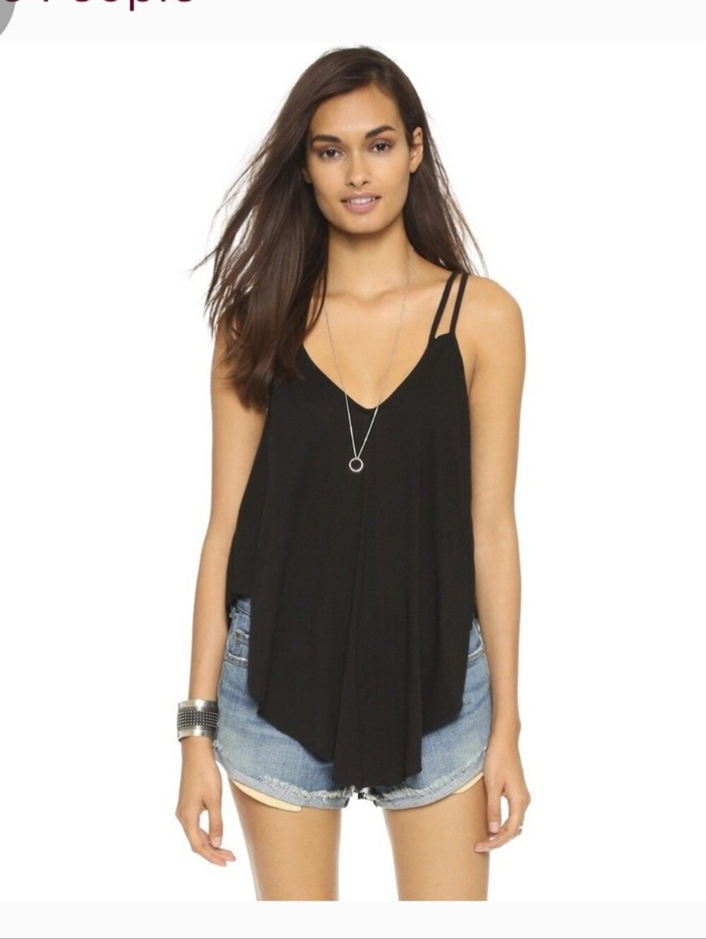 We The Free Black V-Neck Double-Strap Swing Tank Sz S